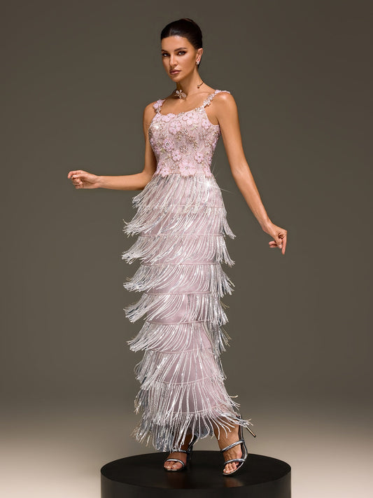 Rosstef Sequin Flower Maxi Gown