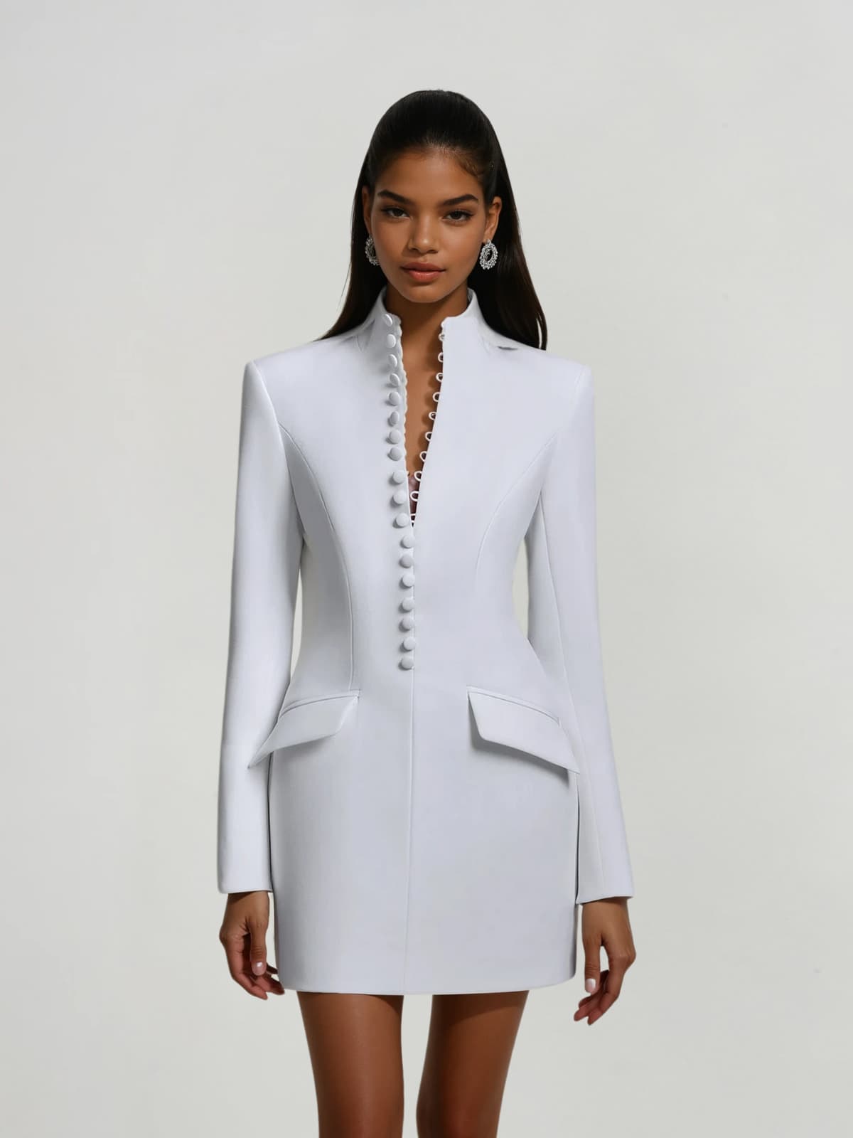 Hornfels Single Breasted Blazer Mini Dress In White