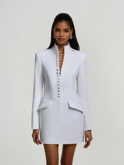 Hornfels Single Breasted Blazer Mini Dress In White