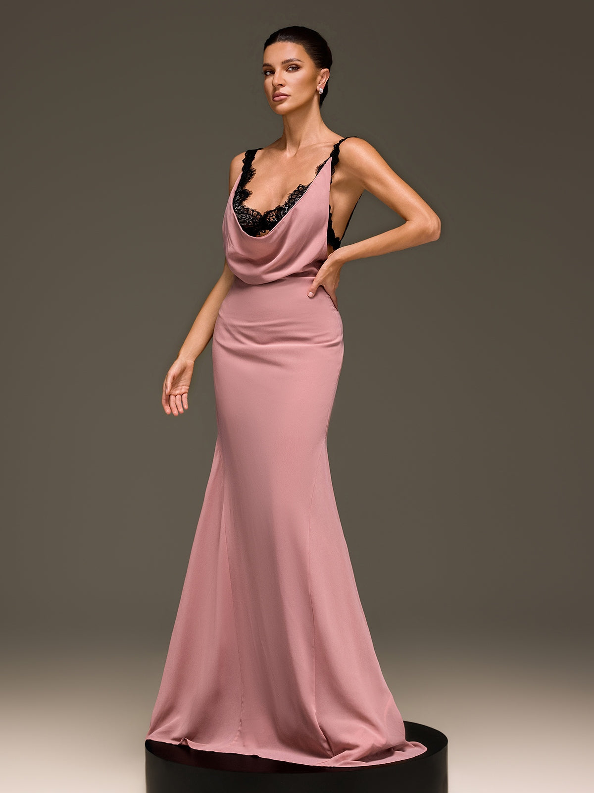Rosstef Ilmaro Cowl Neck Lace Maxi Dress