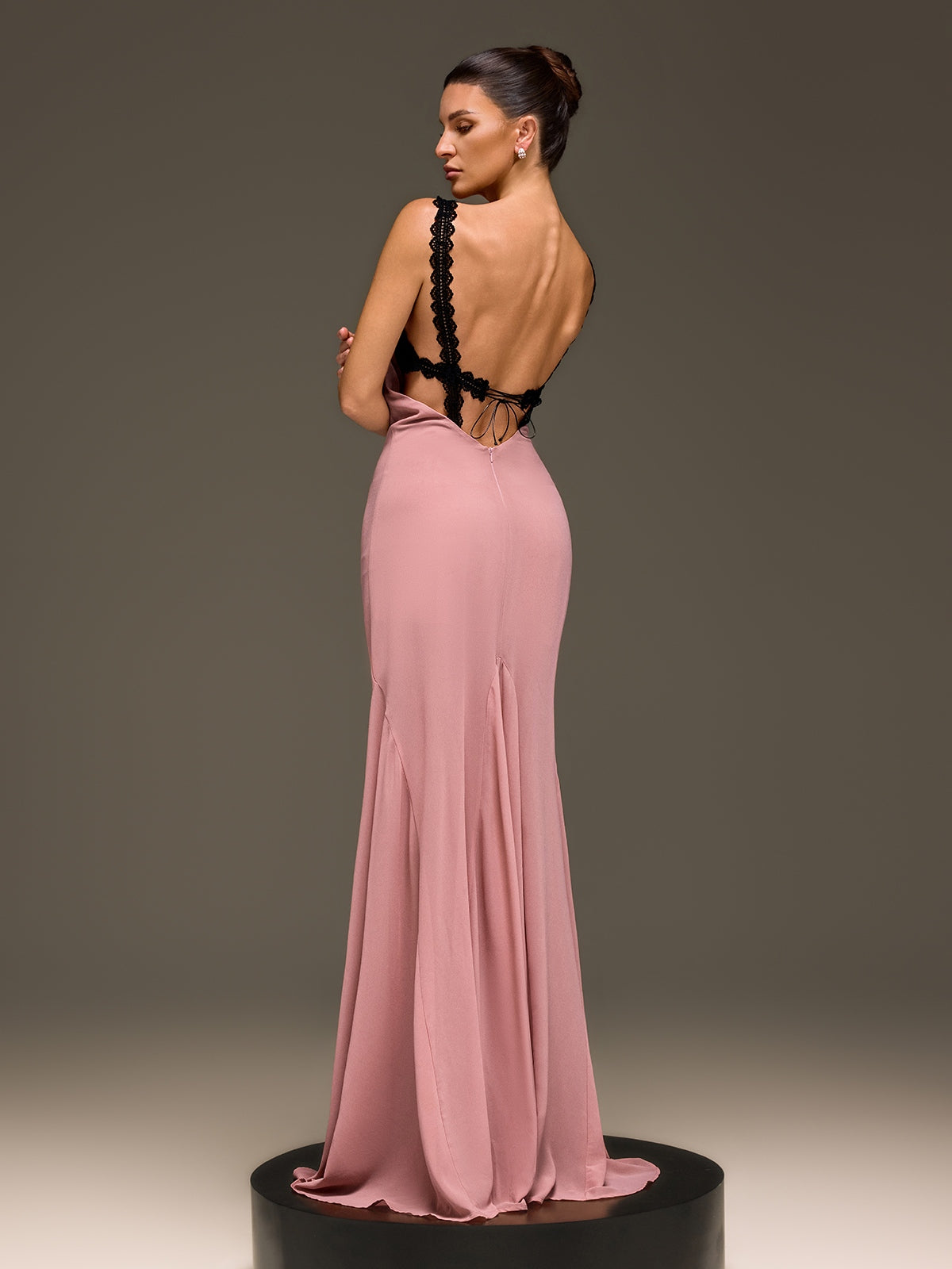 Rosstef Ilmaro Cowl Neck Lace Maxi Dress