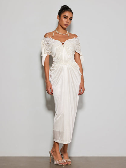 Rosstef Off Shoulder Saten Mini Giyin
