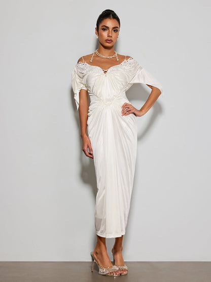 Rosstef Off Shoulder Saten Mini Giyin