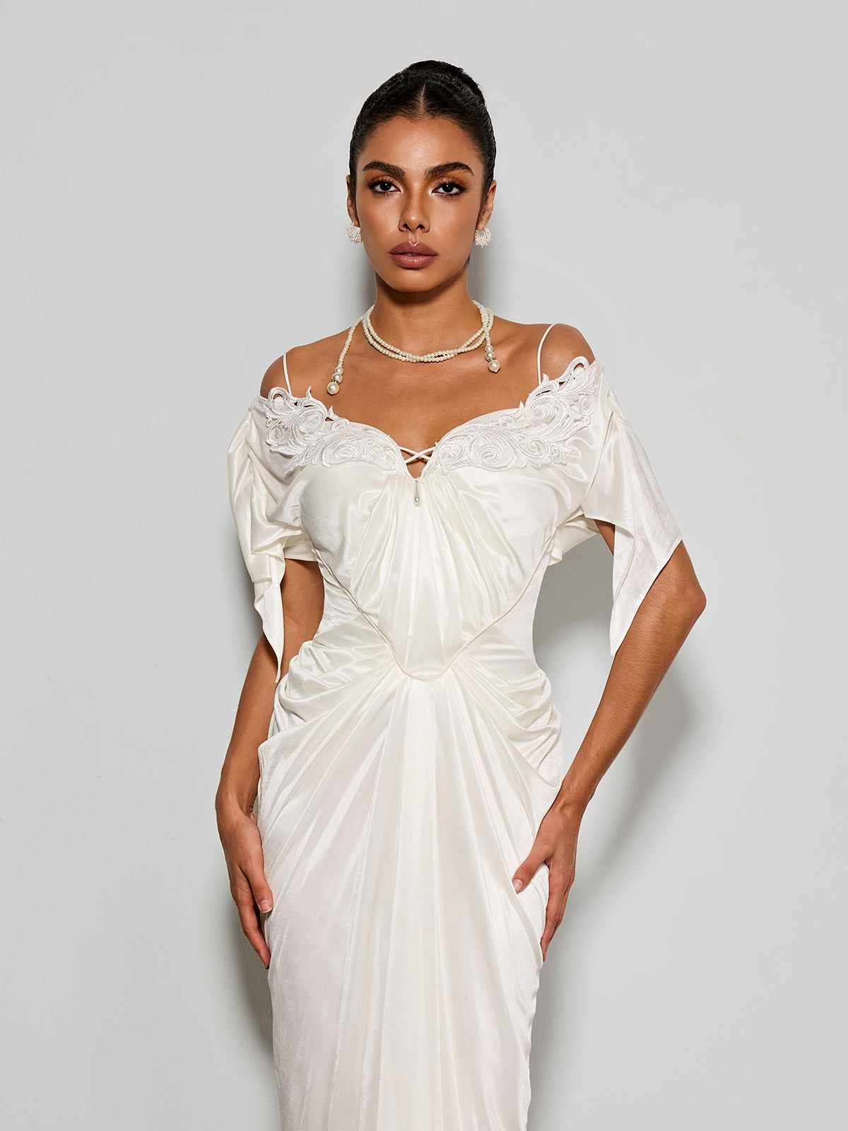 Rosstef Off Shoulder Saten Mini Giyin