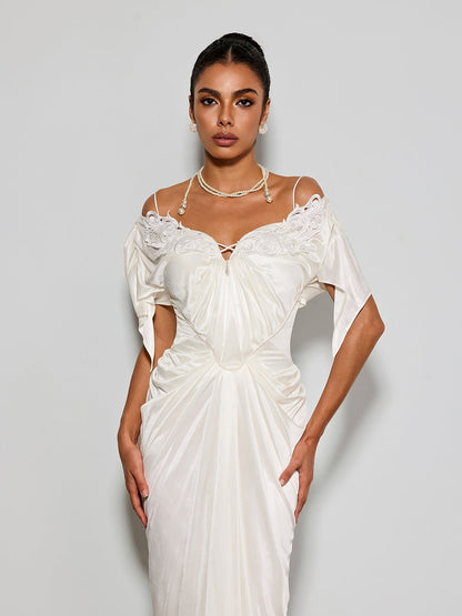 Rosstef Off Shoulder Saten Mini Giyin