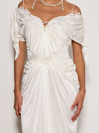 Rosstef Off Shoulder Saten Mini Giyin