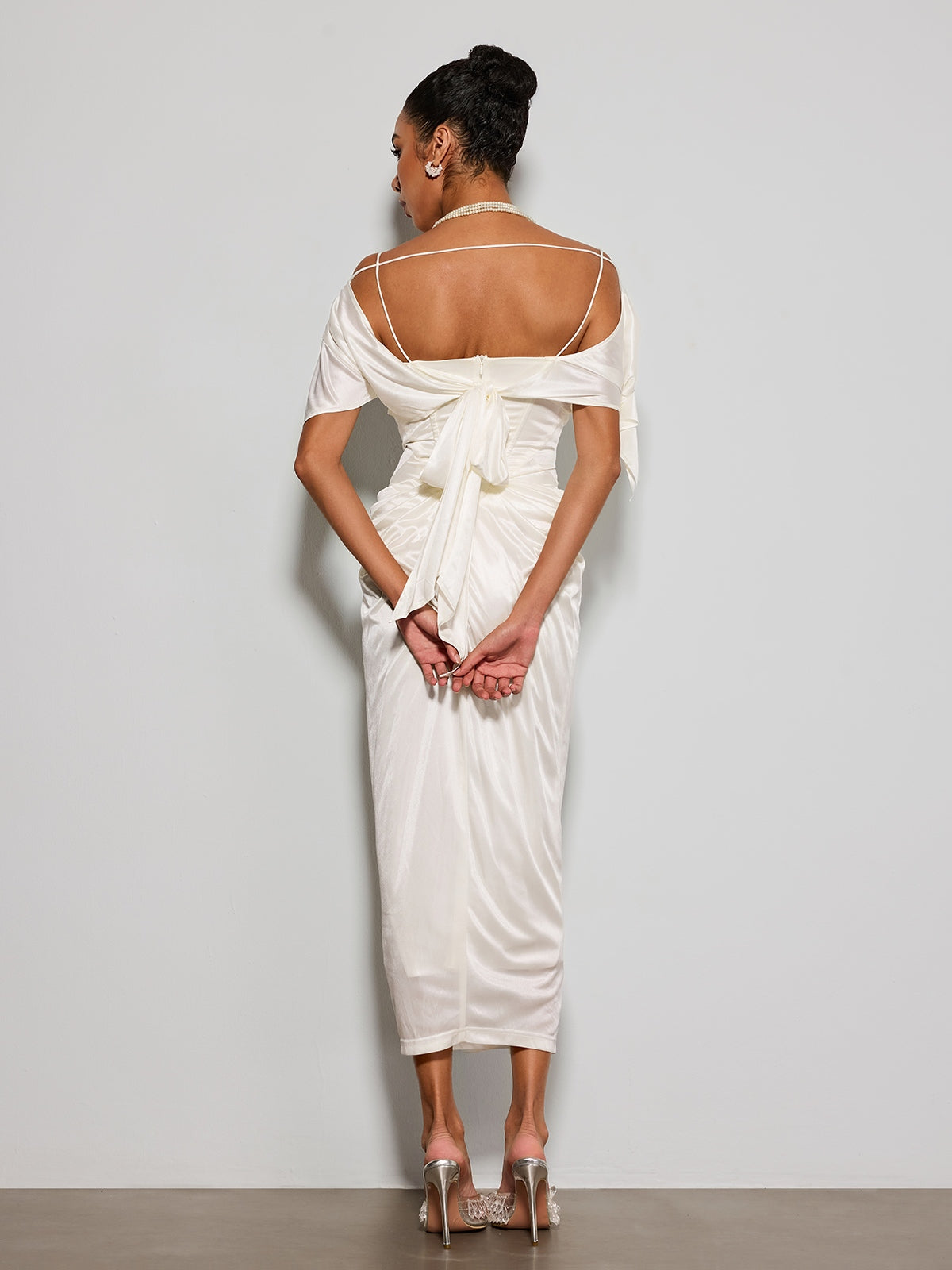 Rosstef Off Shoulder Saten Mini Giyin