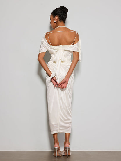 Rosstef Off Shoulder Saten Mini Giyin