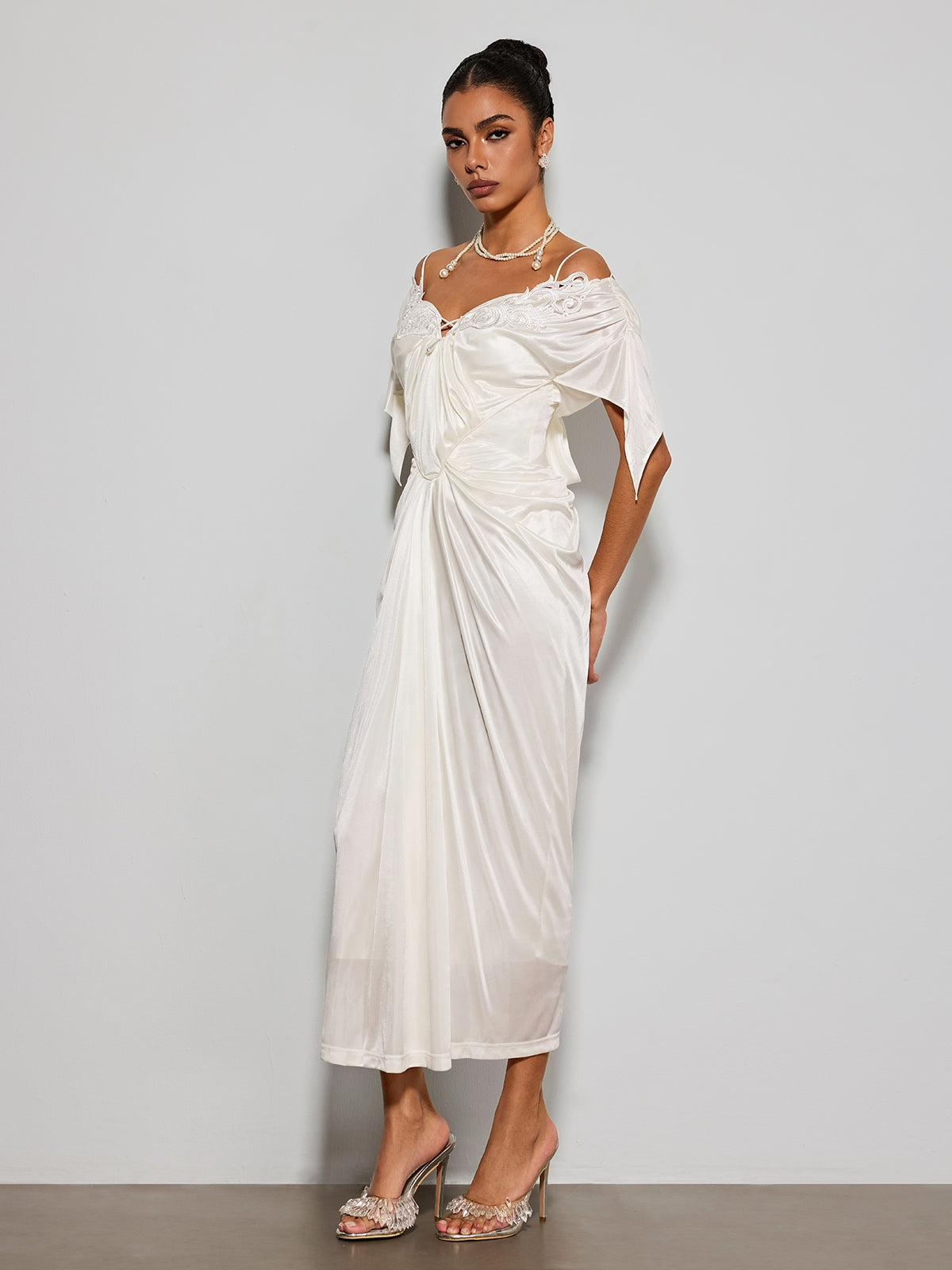 Rosstef Off Shoulder Saten Mini Giyin