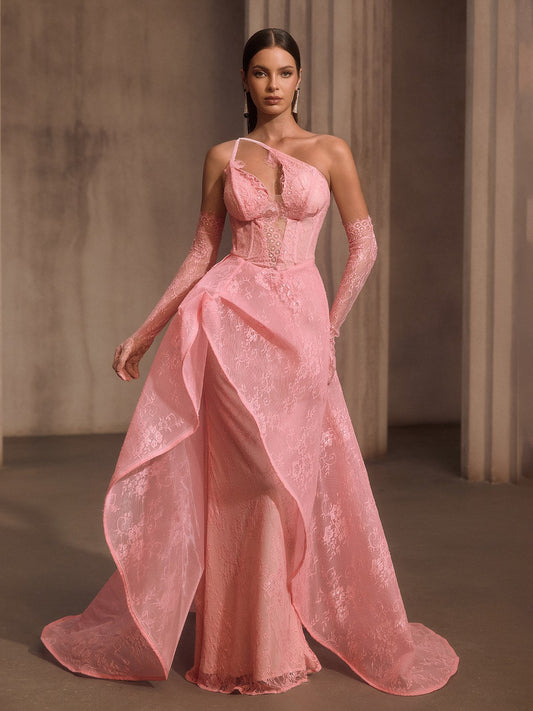 Rosstef Lace Corset Maxi Dress With Gloves
