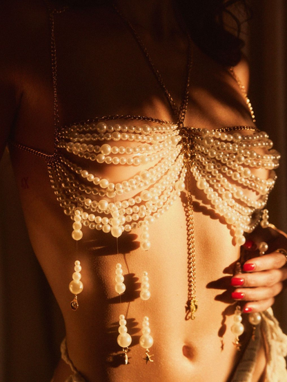 Irving Fringe Pearl Beaded Bralette