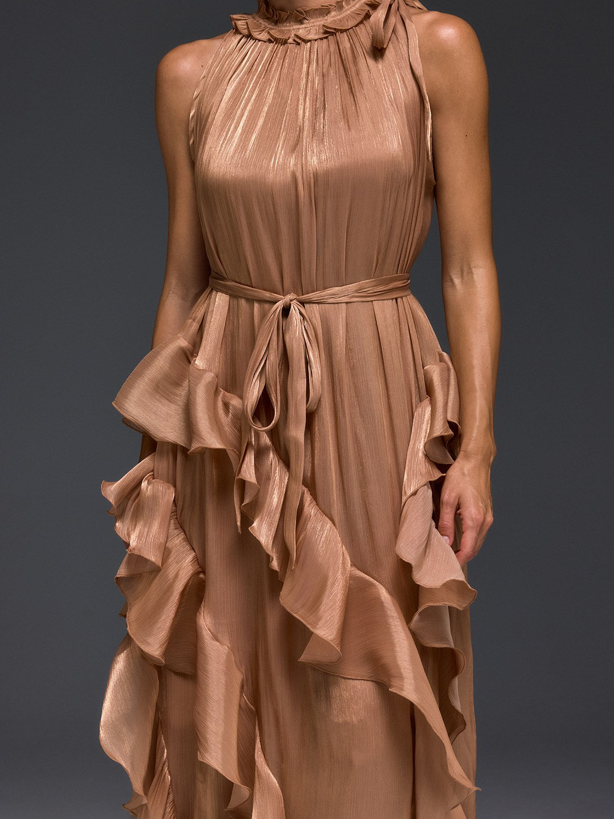 Iverdan Sleeveless Ruffle Maxi Dress