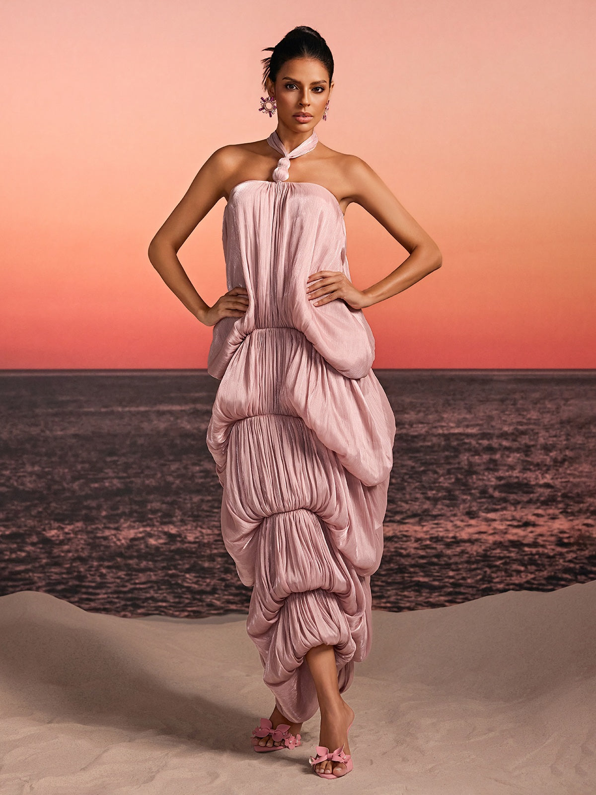 Jalor Halterneck Bubble Maxi Dress