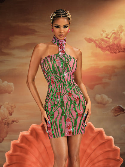 Rosstef Embellished Mesh Mini Dress