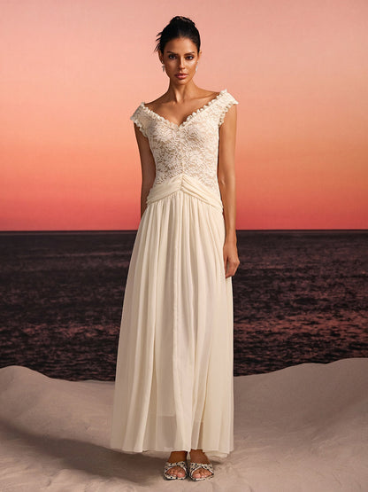 Javeth V Neck Lace Maxi Dress