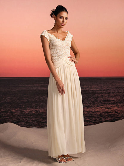 Javeth V Neck Lace Maxi Dress
