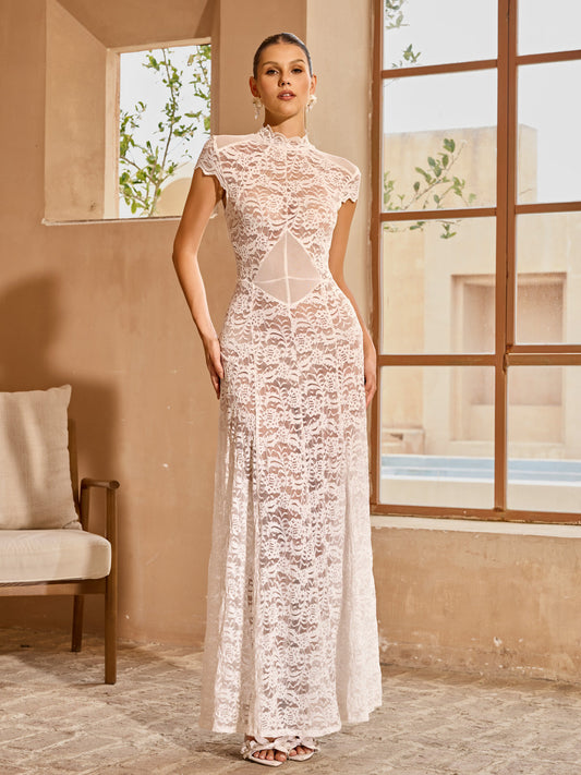 Javory High Neck Floral Maxi Dress