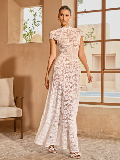 Javory High Neck Floral Maxi Dress