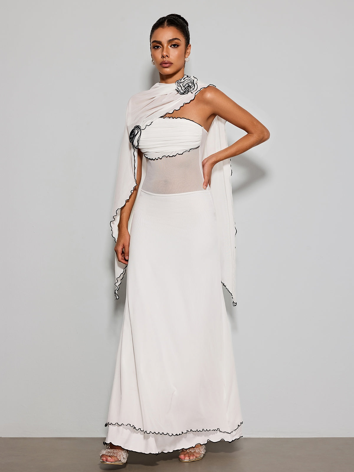 Jorvanel Cape Flower Maxi Dress