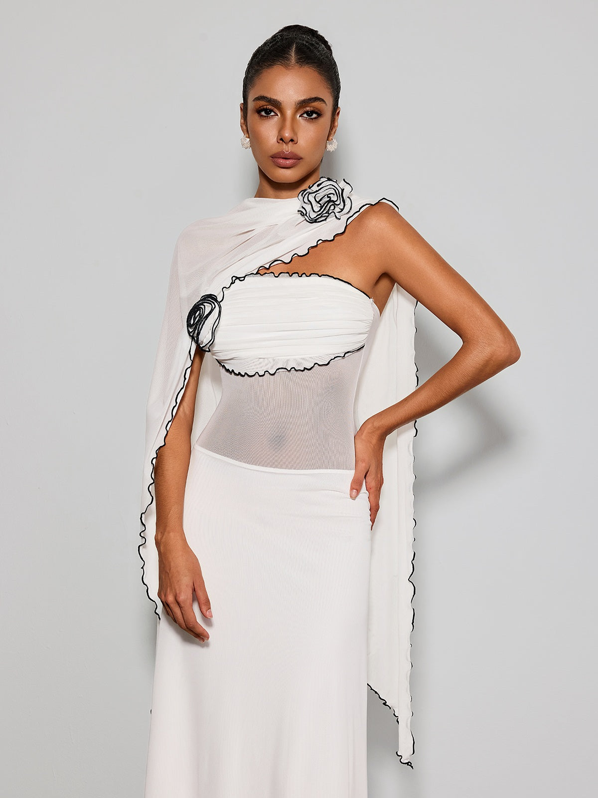 Jorvanel Cape Flower Maxi Dress
