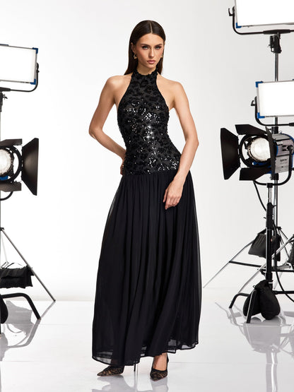 Keliro Sleeveless Sequin Maxi Dress