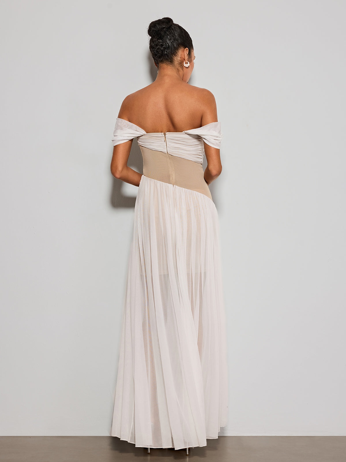 Kelvarith Off Shoulder Rhinestone Maxi Dress