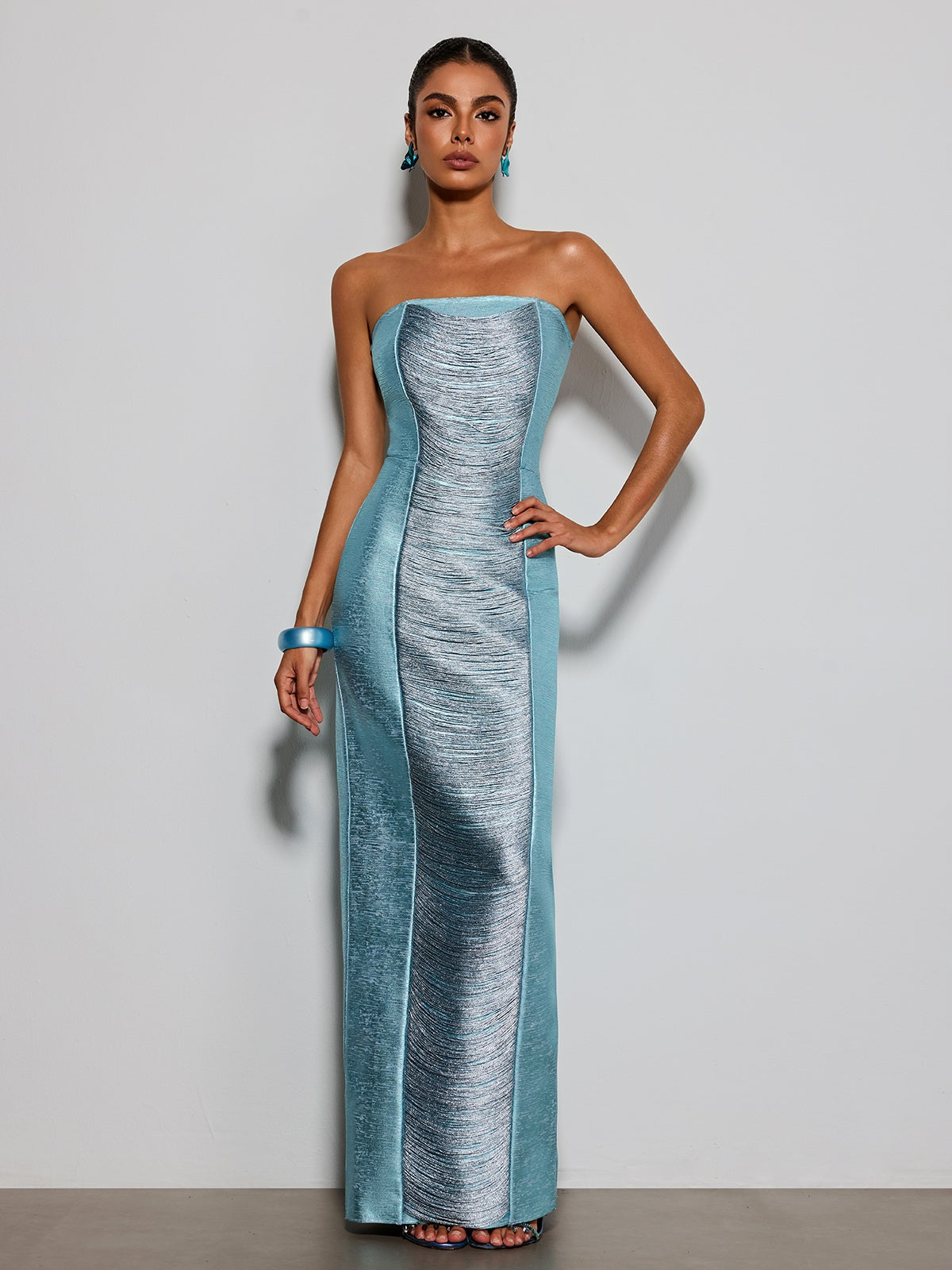 Kestil Strapless Fringe Maxi Dress