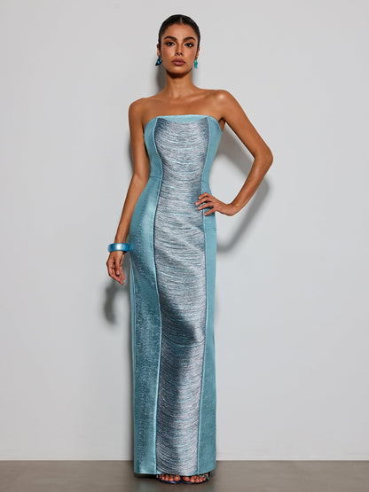 Kestil Strapless Fringe Maxi Dress