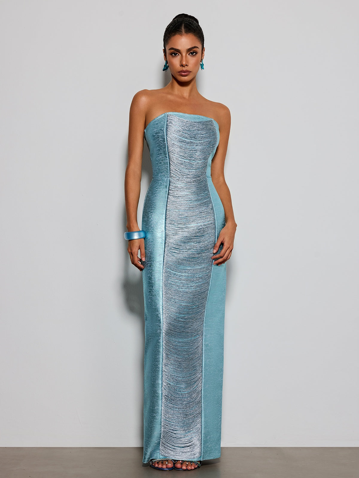 Kestil Strapless Fringe Maxi Dress