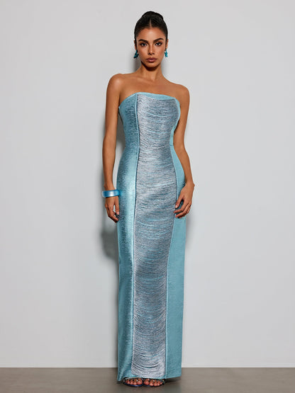 Kestil Strapless Fringe Maxi Dress