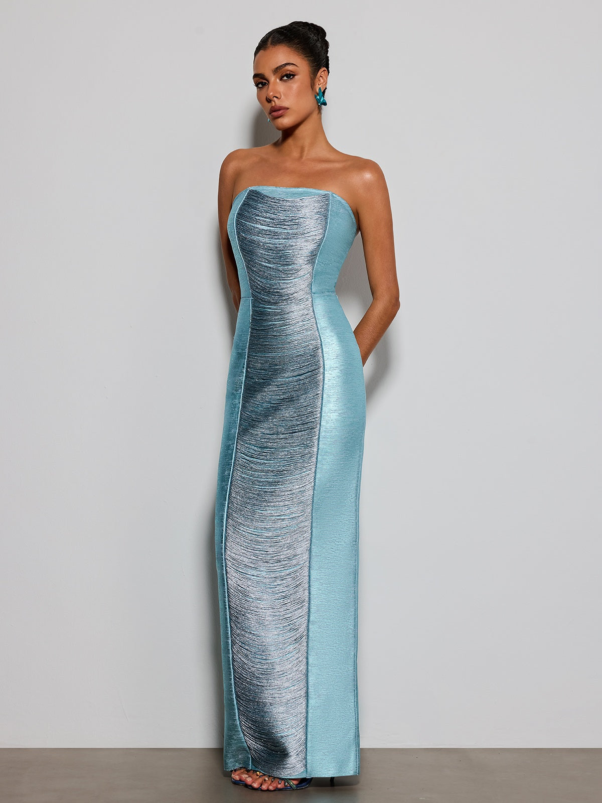 Kestil Strapless Fringe Maxi Dress