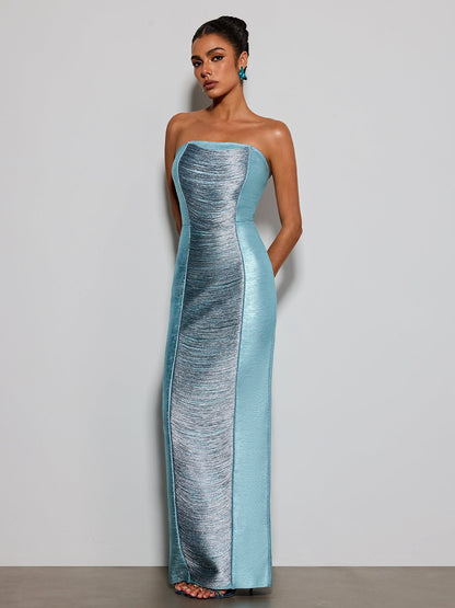 Kestil Strapless Fringe Maxi Dress