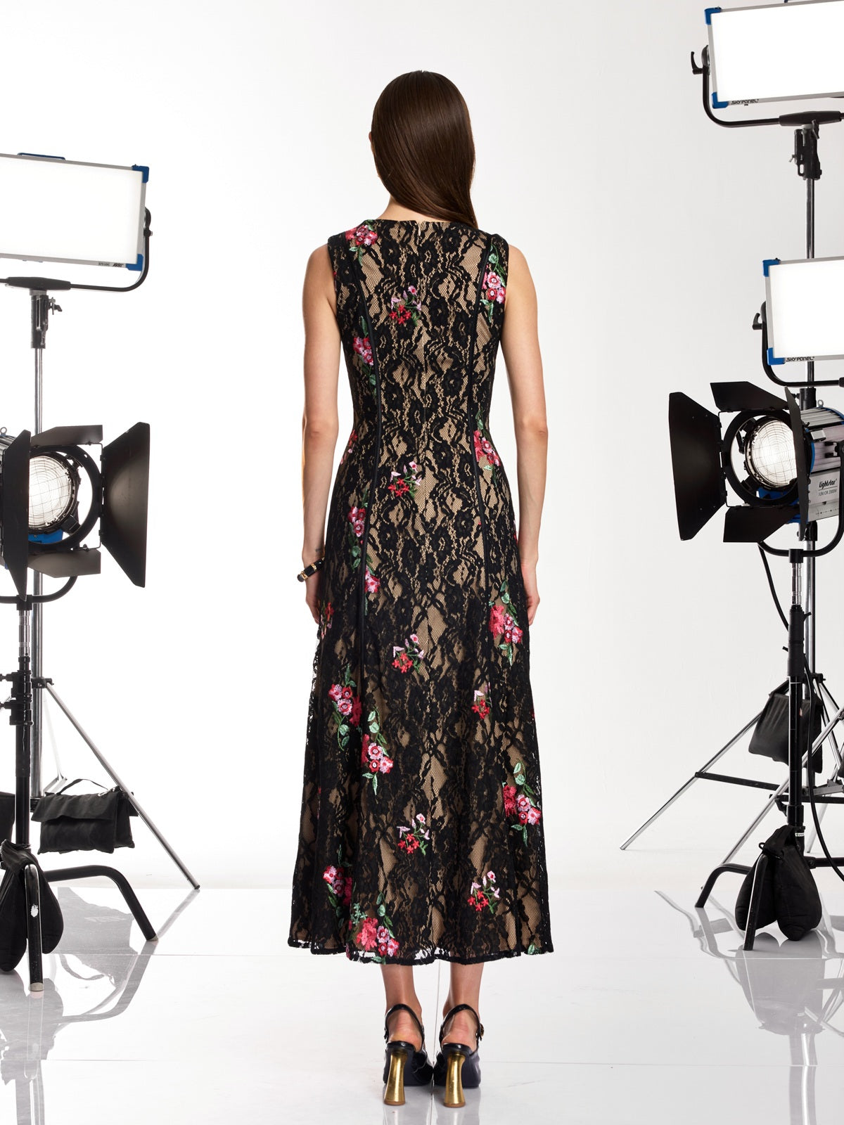 Kexvila Lace Floral Sequin Maxi Dress