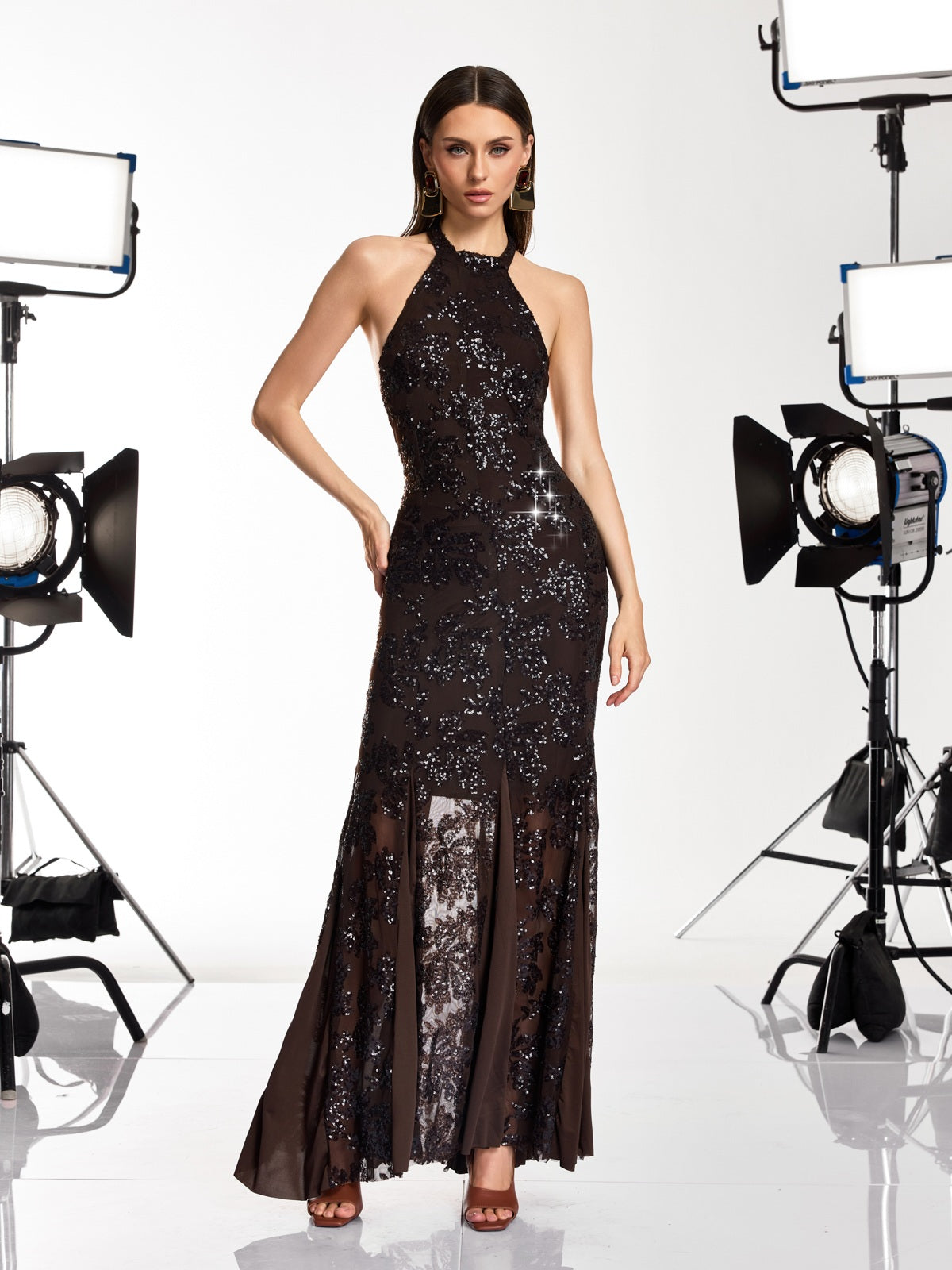 Koreth Halterneck Sequin Maxi Dress