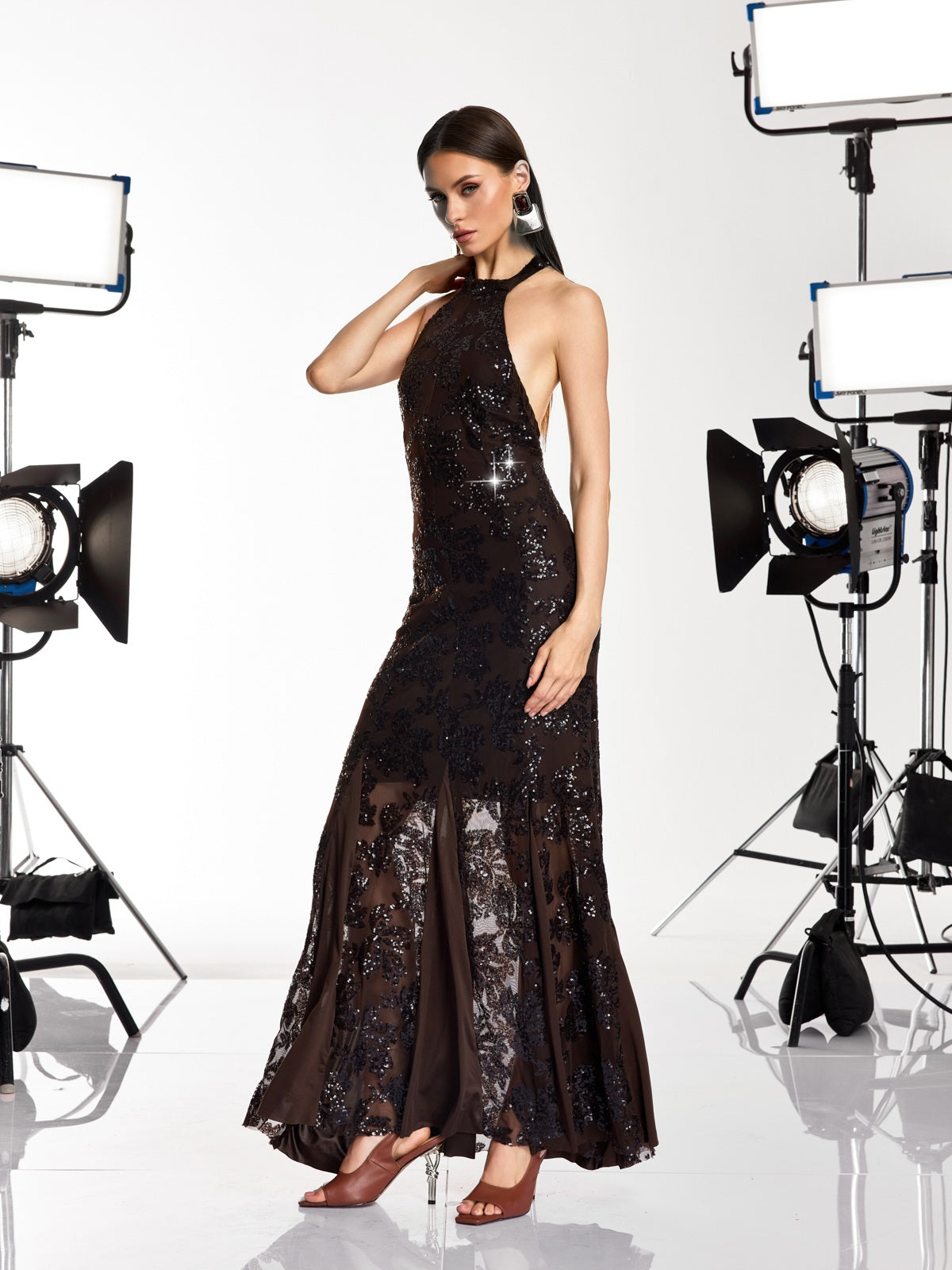 Koreth Halterneck Sequin Maxi Dress