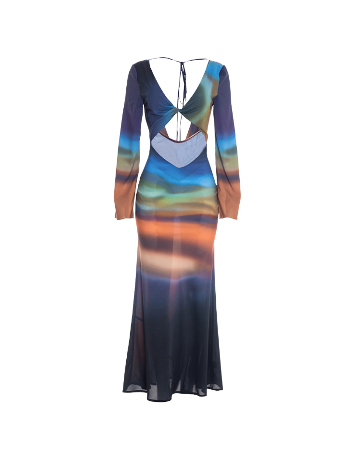 Kovra Backless Cutout Smudge Maxi Dress