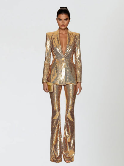 Larna Long Sleeve Sequin Blazer Set