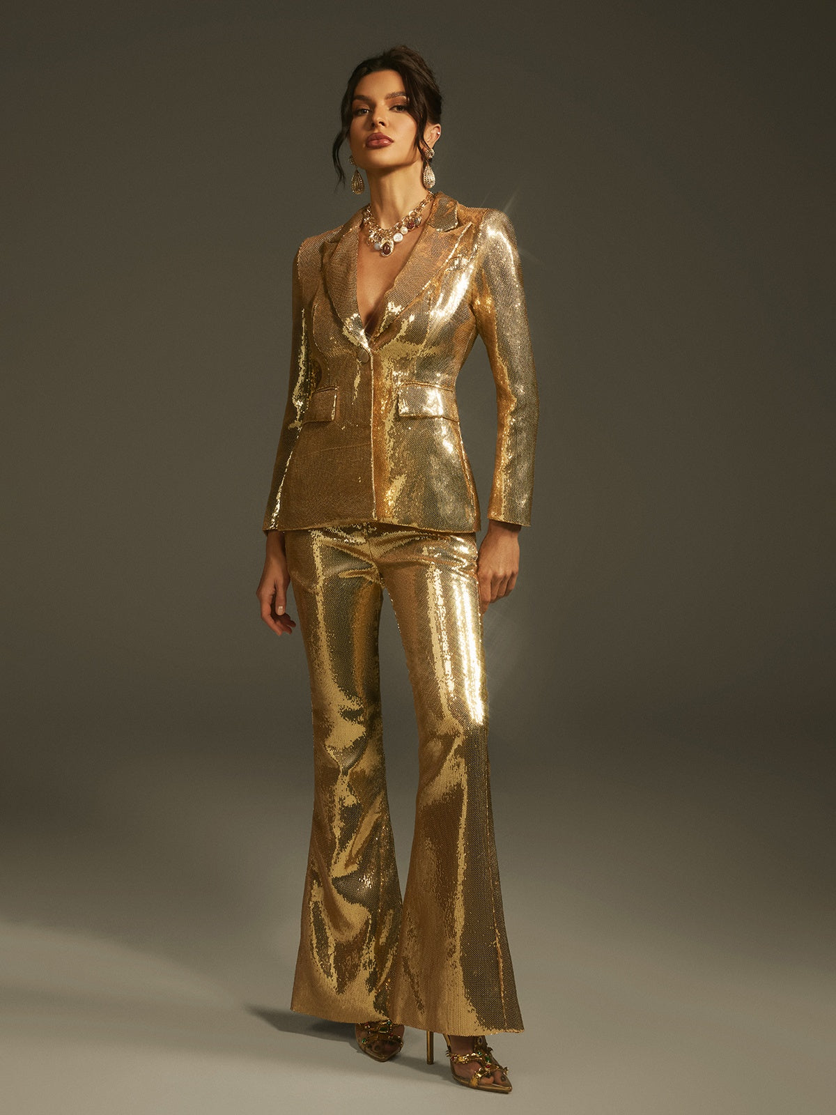 Larna Long Sleeve Sequin Blazer Set