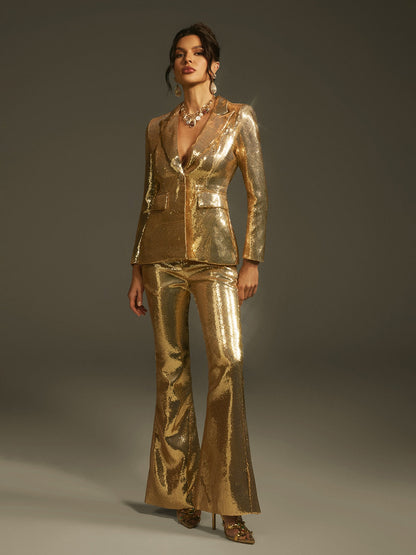 Larna Long Sleeve Sequin Blazer Set