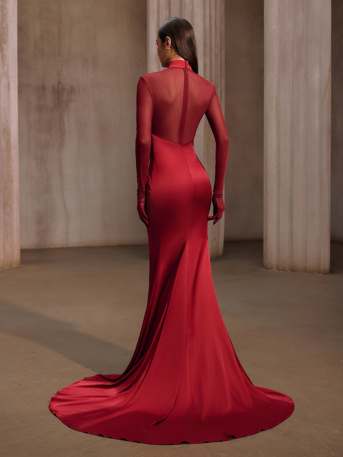 Lelyxor High Neck Satin Mermaid Maxi Dress