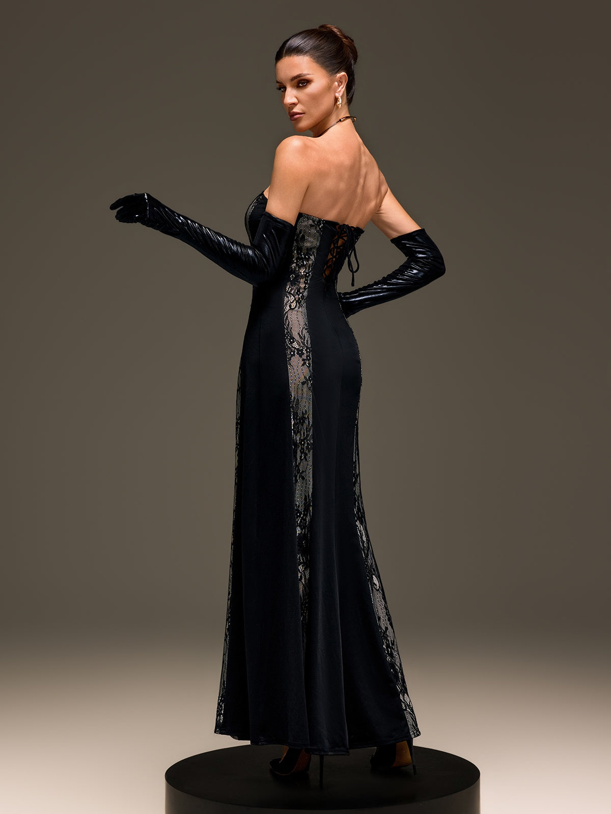 Lennardix Strapless Lace Up Maxi Dress