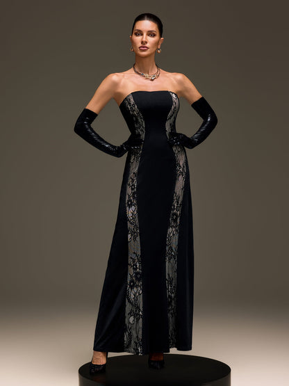 Lennardix Strapless Lace Up Maxi Dress