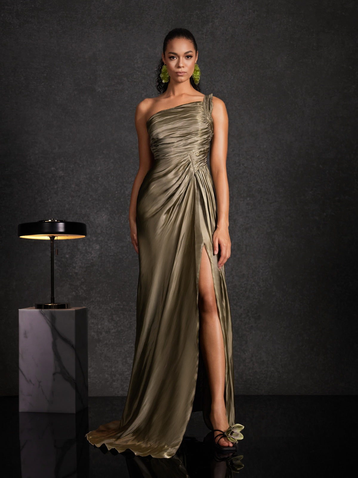 Lensoid Ruched Split Maxi Dress