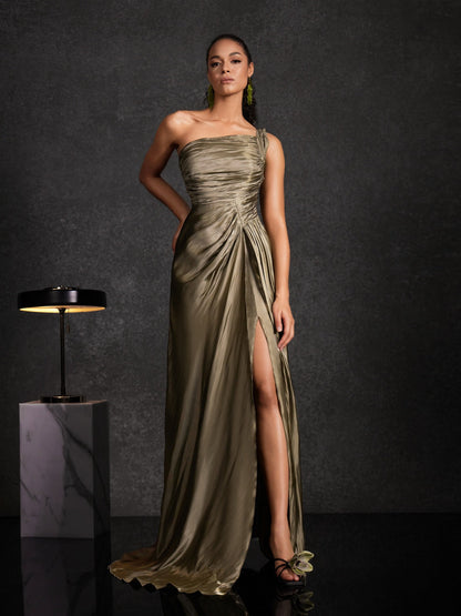 Lensoid Ruched Split Maxi Dress