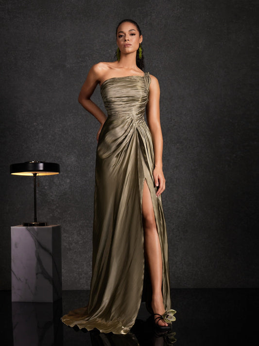 Rosstef Lensoid Ruched Split Maxi Giyin
