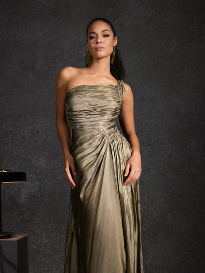 Lensoid Ruched Split Maxi Dress