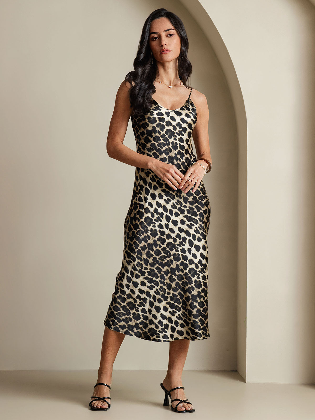 Rosstef Leopard Print Spaghetti Strap Mini GİYİM