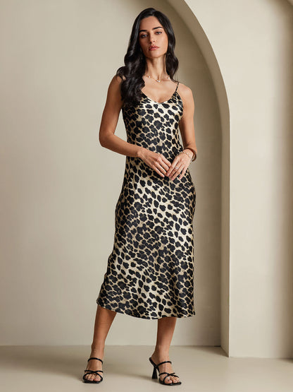 Rosstef Leopard Print Spaghetti Strap Mini GİYİM