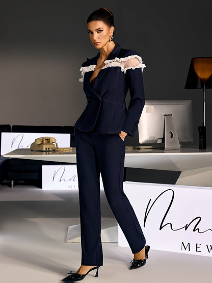 Lervion Mesh Blazer Pants Set