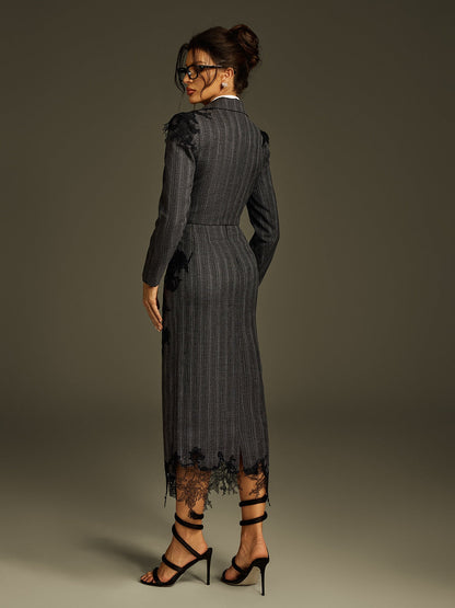 Liselle Lace Stripe Blazer Skirt Set